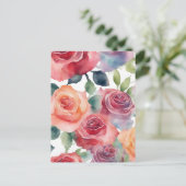 Abstrakte Kunst - Aquarellrosen Postkarte (Stehend Vorderseite)