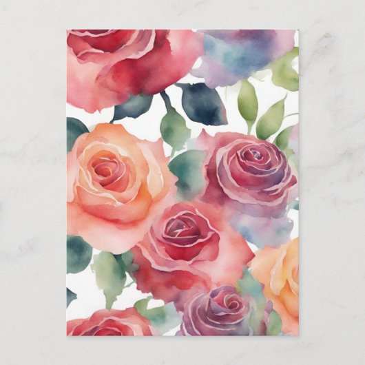 Abstrakte Kunst - Aquarellrosen Postkarte (Vorderseite)