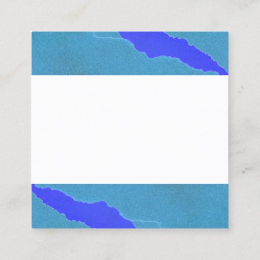 abstrakte Kunst aus blauem und aquamarin zerrissen Quadratische Visitenkarte (Rückseite)
