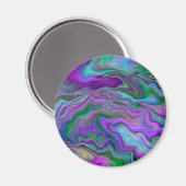 Abstrakte Kunst aus lila, blauem und grünem Marmor Magnet (Vorderseite/Rückseite)