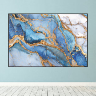 Abstrakte Kunst aus Türkis und Goldmineralader Leinwanddruck