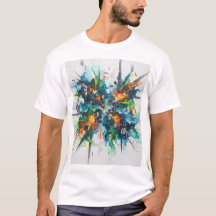 Abstrakte Kunst-Baumwoll-T-Shirt mit Farbexplosion