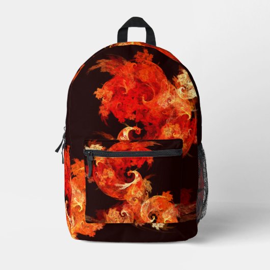 Abstrakte Kunst beim Tanzen von Feuervögeln Bedruckter Rucksack (Vorderseite)