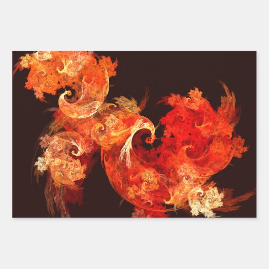 Abstrakte Kunst beim Tanzen von Feuervögeln Geschenkpapier Set (Vorderseite 3)