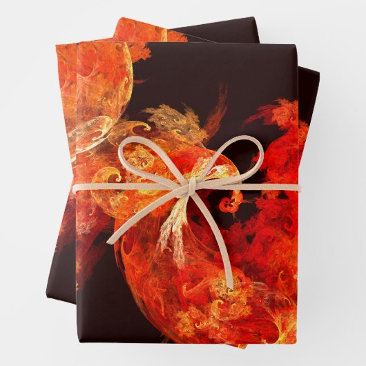Abstrakte Kunst beim Tanzen von Feuervögeln Geschenkpapier Set (Beispiel)