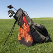 Abstrakte Kunst beim Tanzen von Feuervögeln Golfhandtuch (Gras)