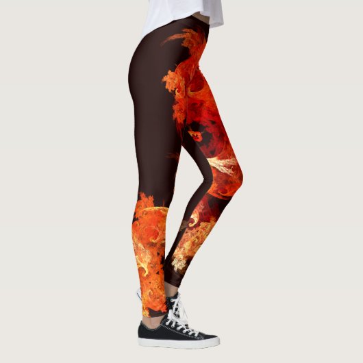 Abstrakte Kunst beim Tanzen von Feuervögeln Leggings (Rechts)
