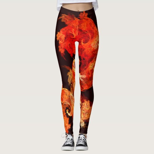 Abstrakte Kunst beim Tanzen von Feuervögeln Leggings (Vorderseite)