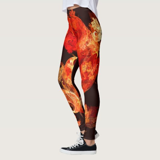 Abstrakte Kunst beim Tanzen von Feuervögeln Leggings (Links)
