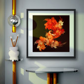 Abstrakte Kunst beim Tanzen von Feuervögeln Poster