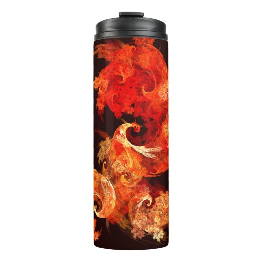 Abstrakte Kunst beim Tanzen von Feuervögeln Thermosbecher (Vorderseite)
