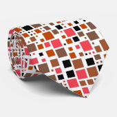 Abstrakte Kunst | Black Red Brown Squares Krawatte (Gerollt)
