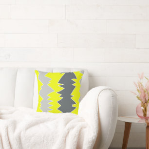 Abstrakte Kunst Blassgrau Gelb Holzkohlegrau Kissen