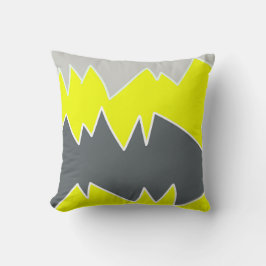 Abstrakte Kunst Blassgraue gelbe Holzkohle Grau Kissen