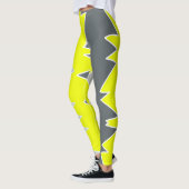 Abstrakte Kunst Blassgraue gelbe Holzkohle Grau Leggings (Links)