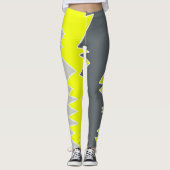 Abstrakte Kunst Blassgraue gelbe Holzkohle Grau Leggings (Vorderseite)