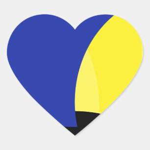 Abstrakte Kunst Blau Gelb Herz-Aufkleber