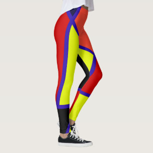 Abstrakte Kunst Blau Gelb Rot Minimalismus Leggings