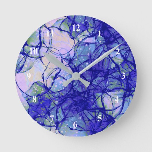 Abstrakte Kunst Blau Runde Wanduhr (Vorderseite)