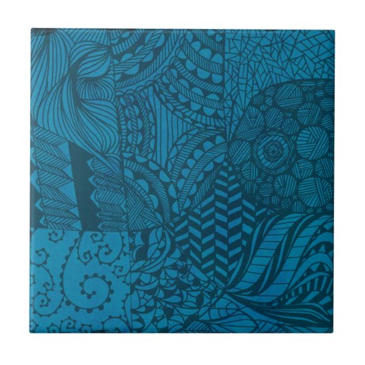 Abstrakte Kunst Blaumuster Fliese (Vorderseite)