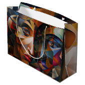 Abstrakte Kunst bunt Große Geschenktüte (Rückseite Schrägansicht)