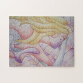 abstrakte Kunst, buntes Rosa, positives Retro Puzzle (Horizontal)