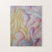 abstrakte Kunst, buntes Rosa, positives Retro Puzzle (Vertikal)