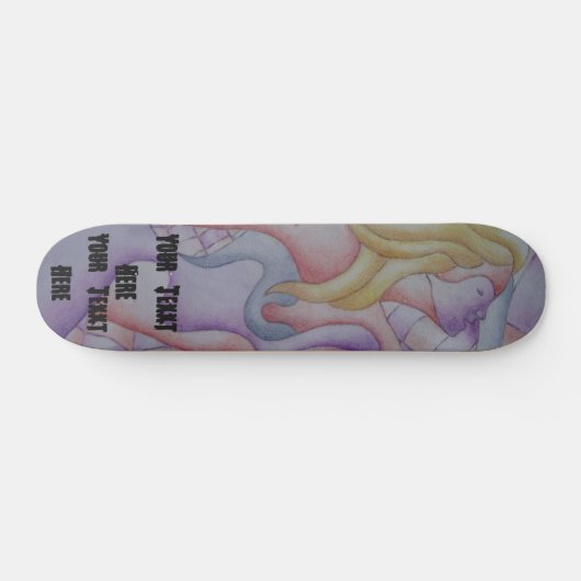 abstrakte Kunst, buntes Rosa, positives Retro Skateboard (Horizontal)
