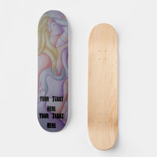 abstrakte Kunst, buntes Rosa, positives Retro Skateboard (Vorderseite)