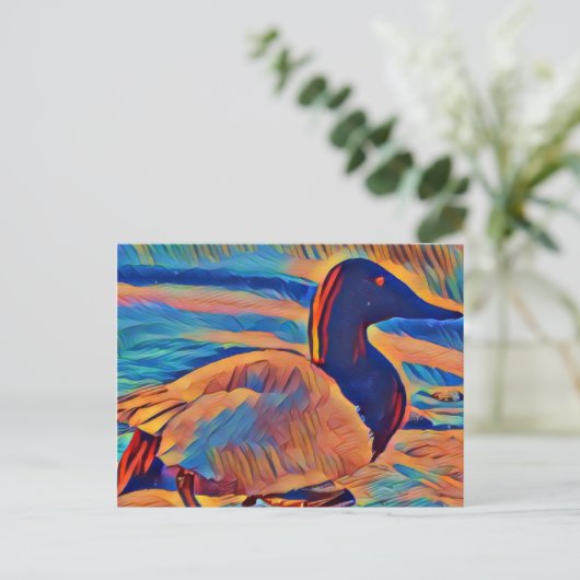 Abstrakte Kunst Canvasback Ente Postkarte (Stehend Vorderseite)