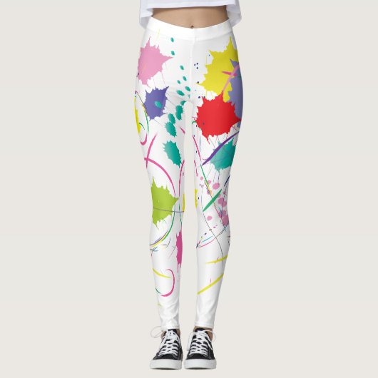 Abstrakte Kunst Cool Weiß Leggings (Vorderseite)