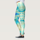 Abstrakte Kunst cremeblau türkisfarbene Leggings (Links)