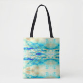 Abstrakte Kunst cremeblau türkisfarbene Tasche (Vorderseite)