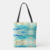 Abstrakte Kunst cremeblau türkisfarbene Tasche (Rückseite)