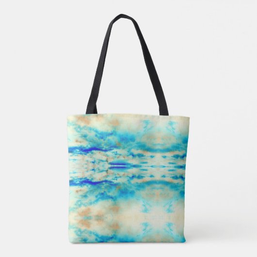 Abstrakte Kunst cremeblau türkisfarbene Tasche (Rückseite)