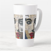 Abstrakte Kunst | Dame's Face Digital Text Art Milchtasse (Rechte Ecke)