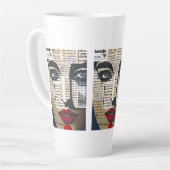 Abstrakte Kunst | Dame's Face Digital Text Art Milchtasse (Linke Ecke)