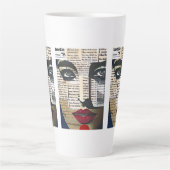 Abstrakte Kunst | Dame's Face Digital Text Art Milchtasse (Vorderseite)