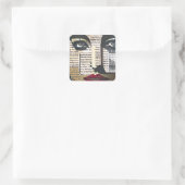 Abstrakte Kunst | Dame's Face Digital Text Art Quadratischer Aufkleber (Tasche)