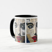 Abstrakte Kunst | Dame's Face Digital Text Art Tasse (Vorderseite Links)