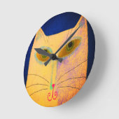 Abstrakte Kunst der Gelben Katze Runde Wanduhr (Winkel)