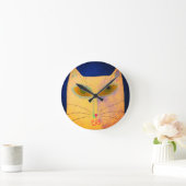 Abstrakte Kunst der Gelben Katze Runde Wanduhr (Zuhause)