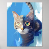 Abstrakte Kunst der Neugierigen Katze Poster (Vorne)
