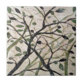 Abstrakte Kunst der Olivenzweige Fliese (Vorderseite)