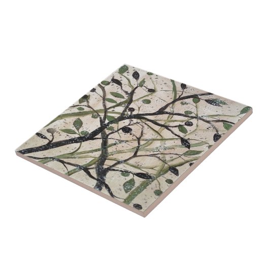 Abstrakte Kunst der Olivenzweige Fliese (Seite)