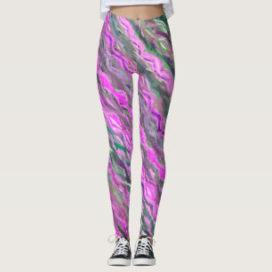 Abstrakte Kunst der rosa, lila und grünen Leggings