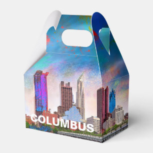 Abstrakte Kunst der Skyline von Columbus Geschenkschachtel