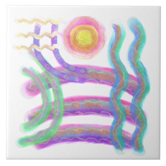 Abstrakte Kunst der Sonne Fliese (Vorderseite)