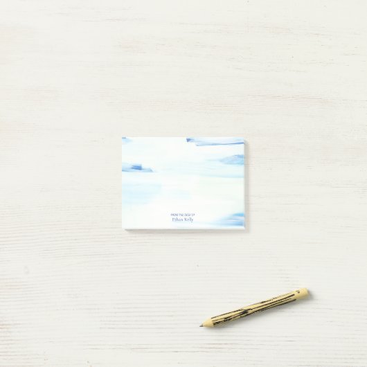 Abstrakte Kunst des Blauen Ozeans Personalisierter Post-it Klebezettel (Auf Schreibtisch)