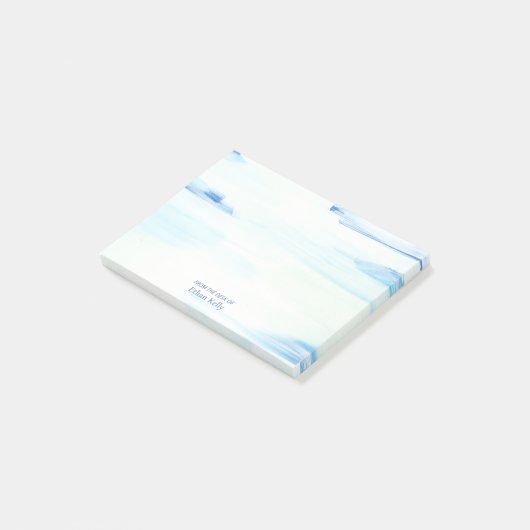 Abstrakte Kunst des Blauen Ozeans Personalisierter Post-it Klebezettel (angewinkelt)